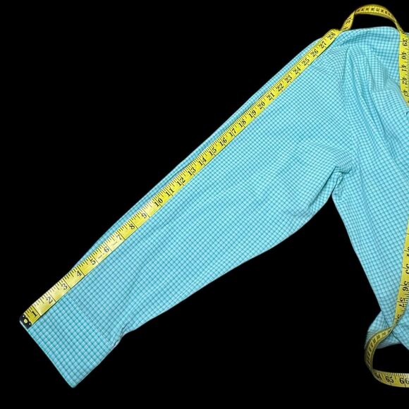 Tommy Bahama Men's XL Teal Gingham Casual Button-Down Shirt Long Sleeve‎ - Picture 9 of 10
